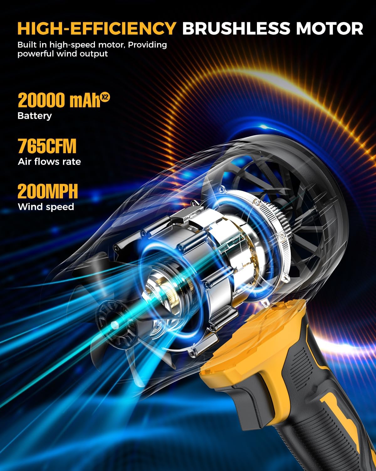 MiaEpic Cordless Leaf Blower - Bright Yellow