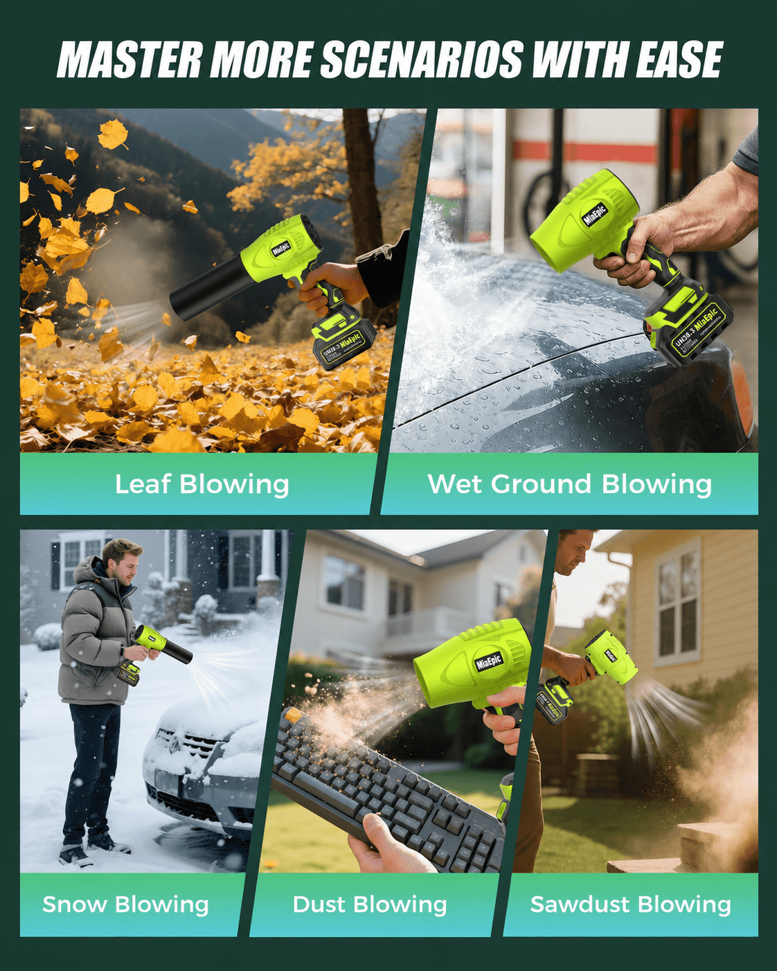 MiaEpic Cordless Leaf Blower - Garden Green