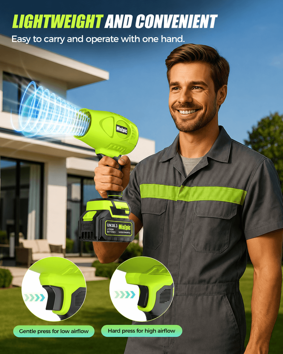 MiaEpic Cordless Leaf Blower - Garden Green