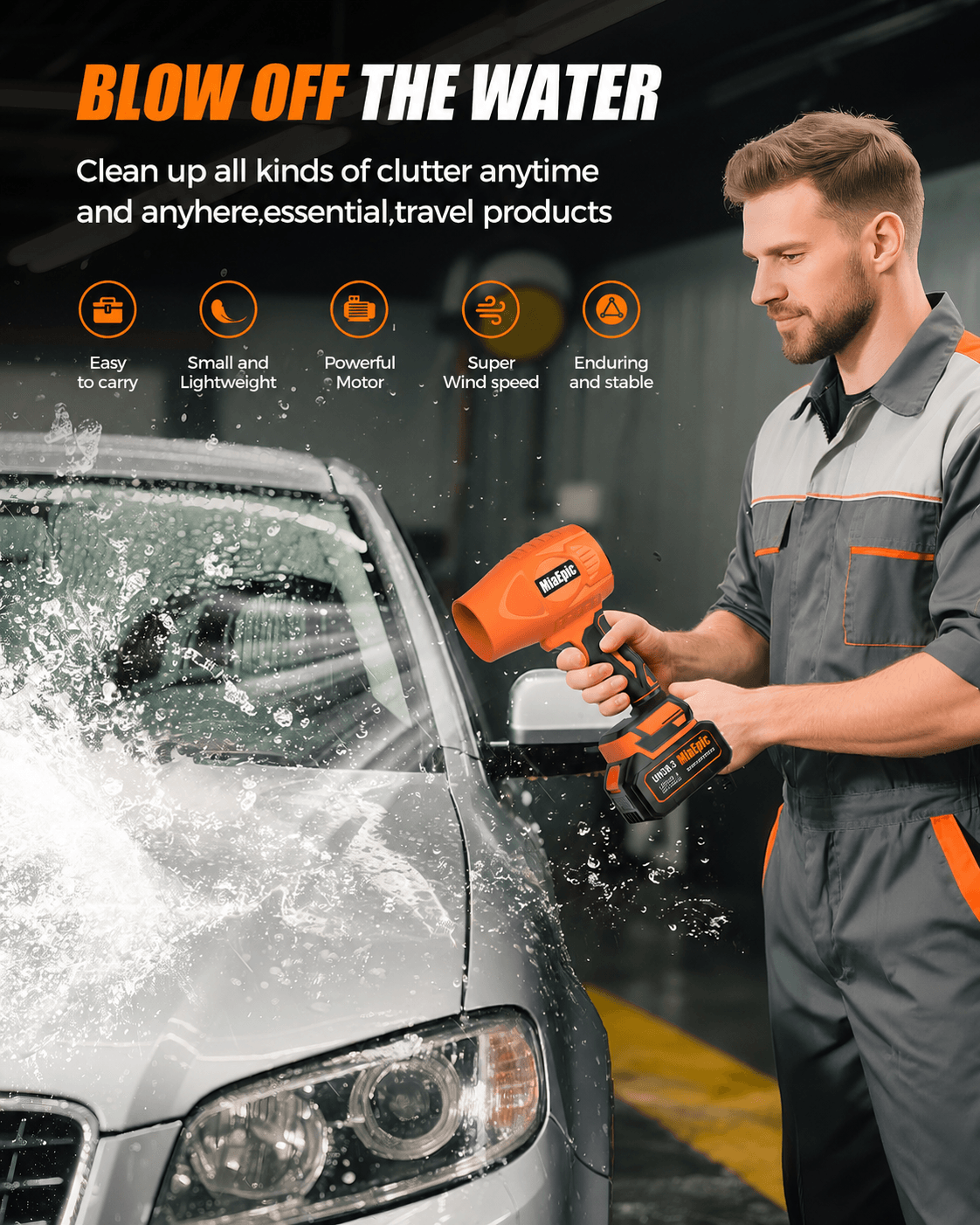 MiaEpic Cordless Leaf Blower - Energy Orange