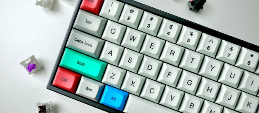 Mechanical keyboard with colorful keys for an electric air duster guide