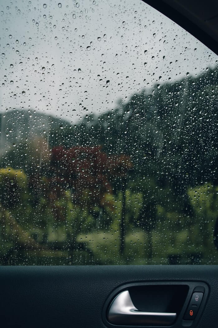 Water droplets on a car surface
