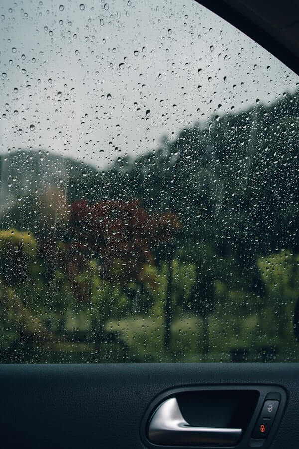 Water droplets on a car surface